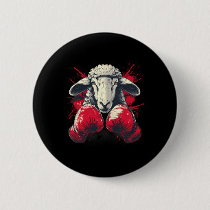 Boxing Sheep With Boxing Gloves Kickboxing Funny B 6 Cm Round Badge