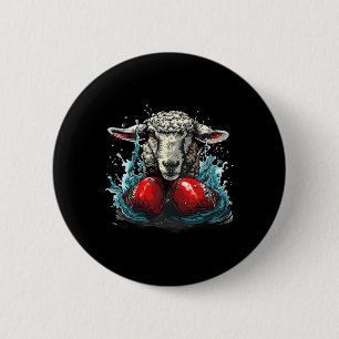 Boxing Sheep With Boxing Gloves Kickboxing Funny B 6 Cm Round Badge