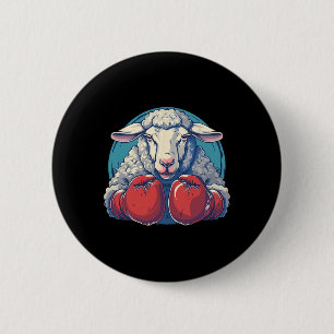 Boxing Sheep With Boxing Gloves Kickboxing Funny B 6 Cm Round Badge