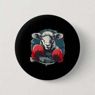 Boxing Sheep With Boxing Gloves Kickboxing Funny B 6 Cm Round Badge