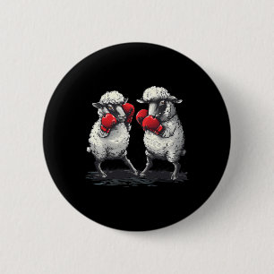 Boxing Sheep With Boxing Gloves Kickboxing Funny B 6 Cm Round Badge