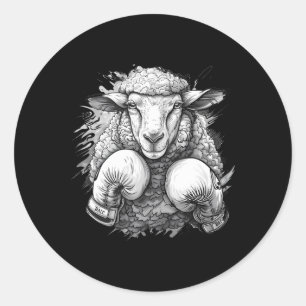 Boxing Sheep With Boxing Gloves Kickboxing Funny B Classic Round Sticker