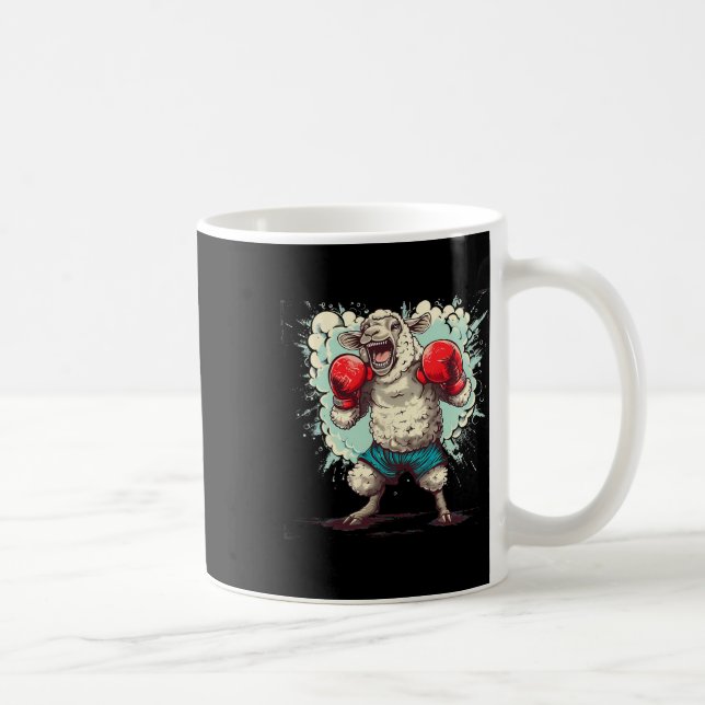 Boxing Sheep With Boxing Gloves Kickboxing Funny B Coffee Mug (Right)