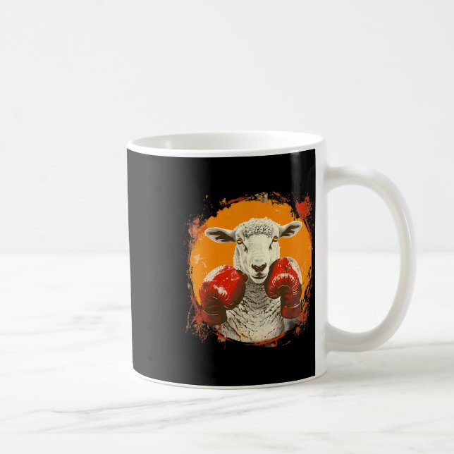 Boxing Sheep With Boxing Gloves Kickboxing Funny B Coffee Mug (Right)