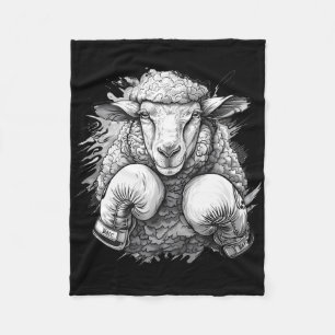 Boxing Sheep With Boxing Gloves Kickboxing Funny B Fleece Blanket
