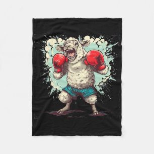 Boxing Sheep With Boxing Gloves Kickboxing Funny B Fleece Blanket
