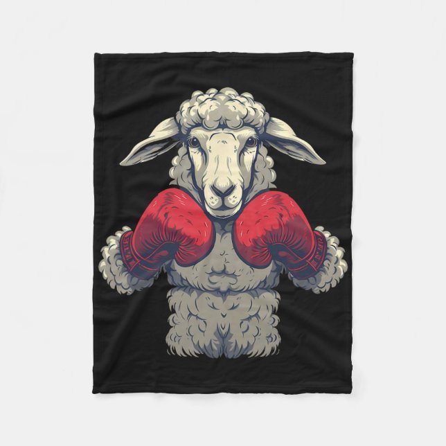Boxing Sheep With Boxing Gloves Kickboxing Funny B Fleece Blanket (Front)