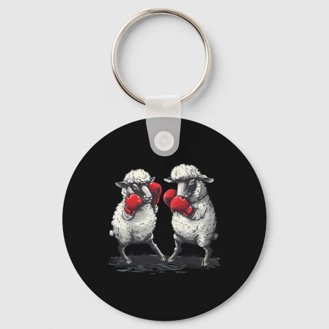 Boxing Sheep With Boxing Gloves Kickboxing Funny B Key Ring (Front)