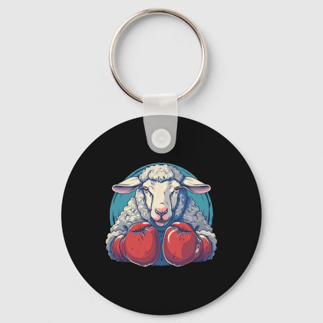 Boxing Sheep With Boxing Gloves Kickboxing Funny B Key Ring (Front)