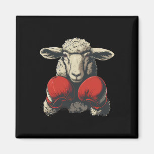 Boxing Sheep With Boxing Gloves Kickboxing Funny B Magnet