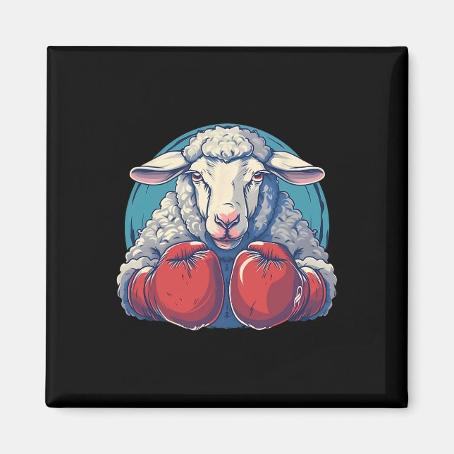 Boxing Sheep With Boxing Gloves Kickboxing Funny B Magnet (Front)