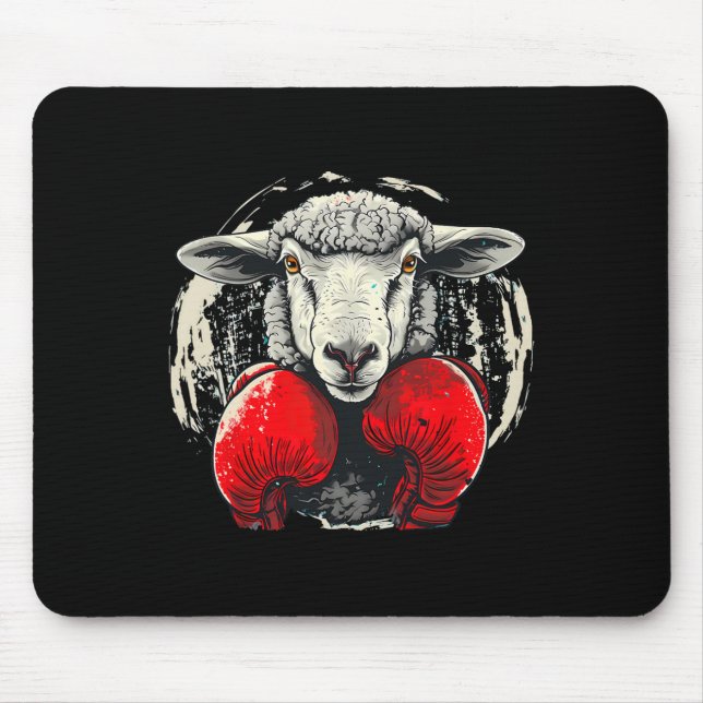 Boxing Sheep With Boxing Gloves Kickboxing Funny B Mouse Pad (Front)