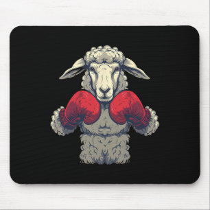Boxing Sheep With Boxing Gloves Kickboxing Funny B Mouse Pad