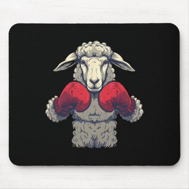 Boxing Sheep With Boxing Gloves Kickboxing Funny B Mouse Pad (Front)