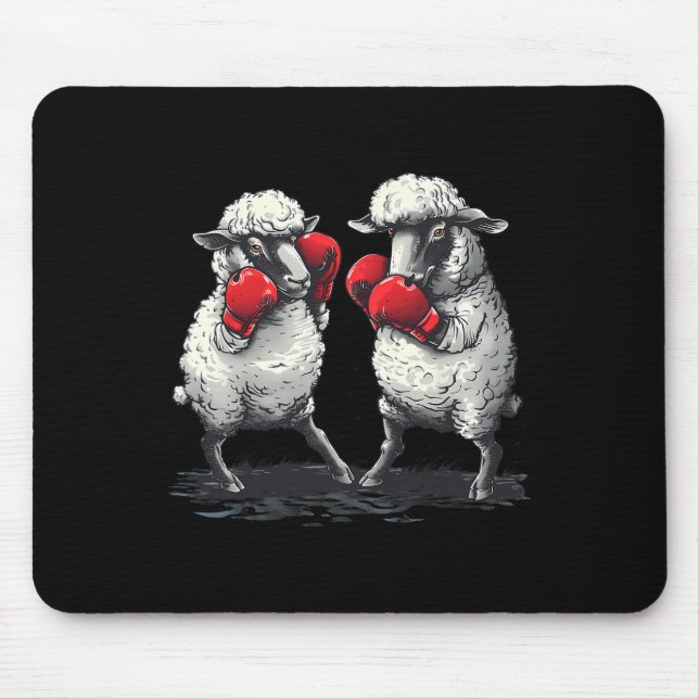 Boxing Sheep With Boxing Gloves Kickboxing Funny B Mouse Pad (Front)