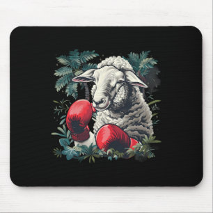 Boxing Sheep With Boxing Gloves Kickboxing Funny B Mouse Pad