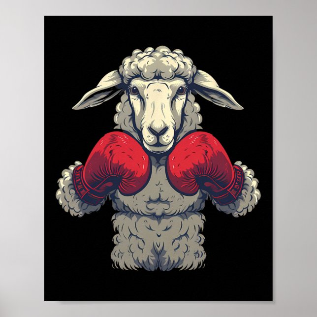 Boxing Sheep With Boxing Gloves Kickboxing Funny B Poster (Front)