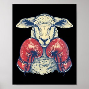 Boxing Sheep With Boxing Gloves Kickboxing Funny B Poster