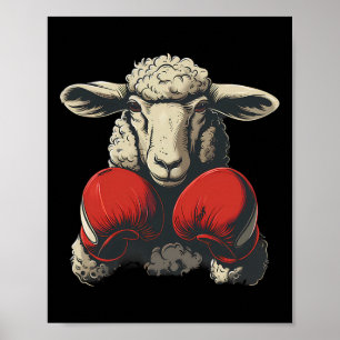 Boxing Sheep With Boxing Gloves Kickboxing Funny B Poster