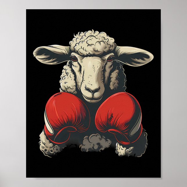 Boxing Sheep With Boxing Gloves Kickboxing Funny B Poster (Front)