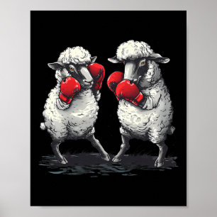 Boxing Sheep With Boxing Gloves Kickboxing Funny B Poster