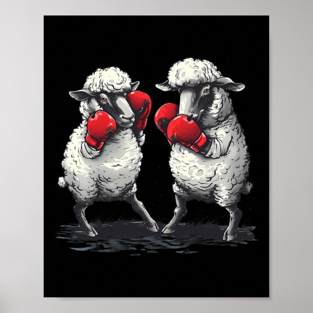 Boxing Sheep With Boxing Gloves Kickboxing Funny B Poster (Front)