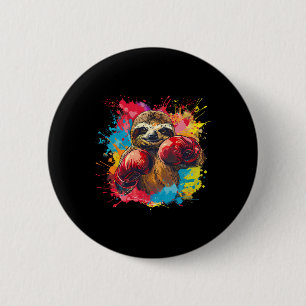 Boxing Sloth Lover Boxing Gloves Kickboxing Funny 6 Cm Round Badge