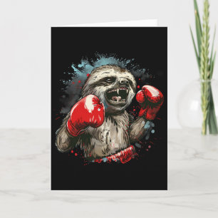 Boxing Sloth Lover Boxing Gloves Kickboxing Funny  Card