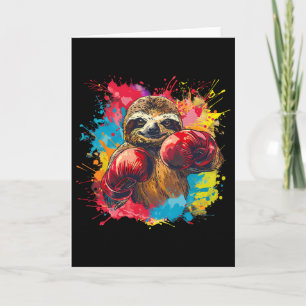 Boxing Sloth Lover Boxing Gloves Kickboxing Funny  Card
