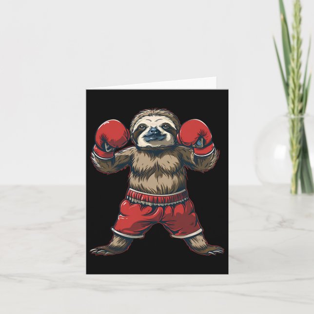 Boxing Sloth Lover Boxing Gloves Kickboxing Funny  Card (Front)