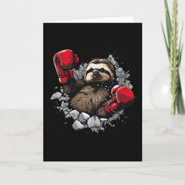 Boxing Sloth Lover Boxing Gloves Kickboxing Funny  Card (Front)