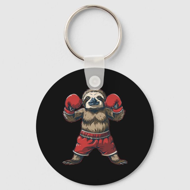 Boxing Sloth Lover Boxing Gloves Kickboxing Funny  Key Ring (Front)