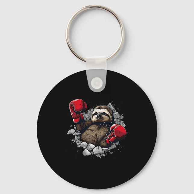 Boxing Sloth Lover Boxing Gloves Kickboxing Funny  Key Ring (Front)