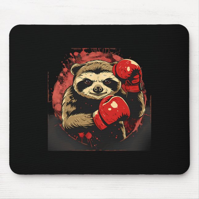 Boxing Sloth Lover Boxing Gloves Kickboxing Funny  Mouse Pad (Front)