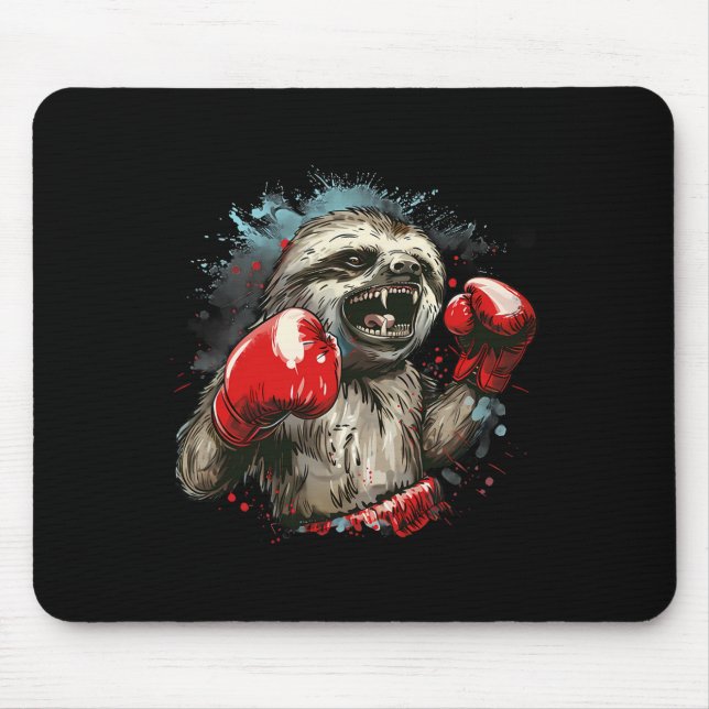 Boxing Sloth Lover Boxing Gloves Kickboxing Funny  Mouse Pad (Front)