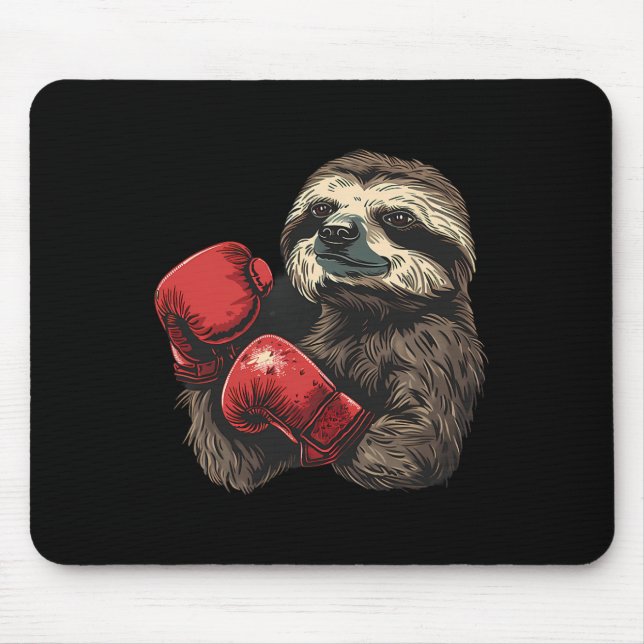 Boxing Sloth Lover Boxing Gloves Kickboxing Funny  Mouse Pad (Front)