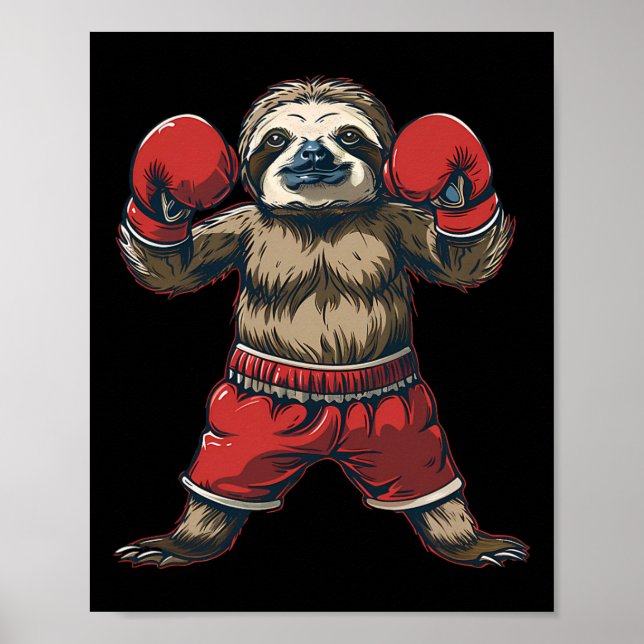 Boxing Sloth Lover Boxing Gloves Kickboxing Funny  Poster (Front)