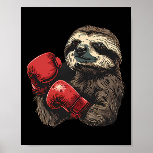 Boxing Sloth Lover Boxing Gloves Kickboxing Funny Poster