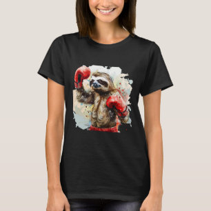 Boxing Sloth Lover Boxing Gloves Kickboxing Funny T-Shirt