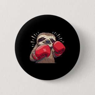 Boxing Sloth With Boxing Gloves Kickboxing Funny B 6 Cm Round Badge