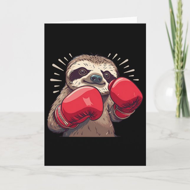 Boxing Sloth With Boxing Gloves Kickboxing Funny B Card (Front)