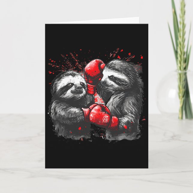 Boxing Sloth With Boxing Gloves Kickboxing Funny B Card (Front)