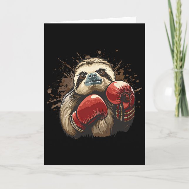 Boxing Sloth With Boxing Gloves Kickboxing Funny B Card (Front)