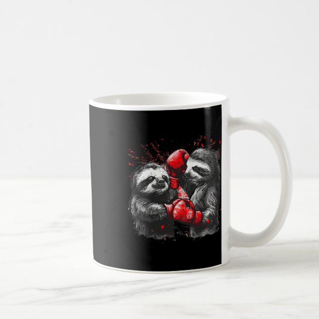Boxing Sloth With Boxing Gloves Kickboxing Funny B Coffee Mug (Right)