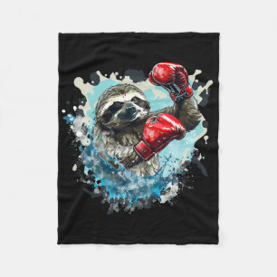 Boxing Sloth With Boxing Gloves Kickboxing Funny B Fleece Blanket