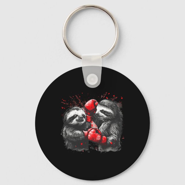 Boxing Sloth With Boxing Gloves Kickboxing Funny B Key Ring (Front)