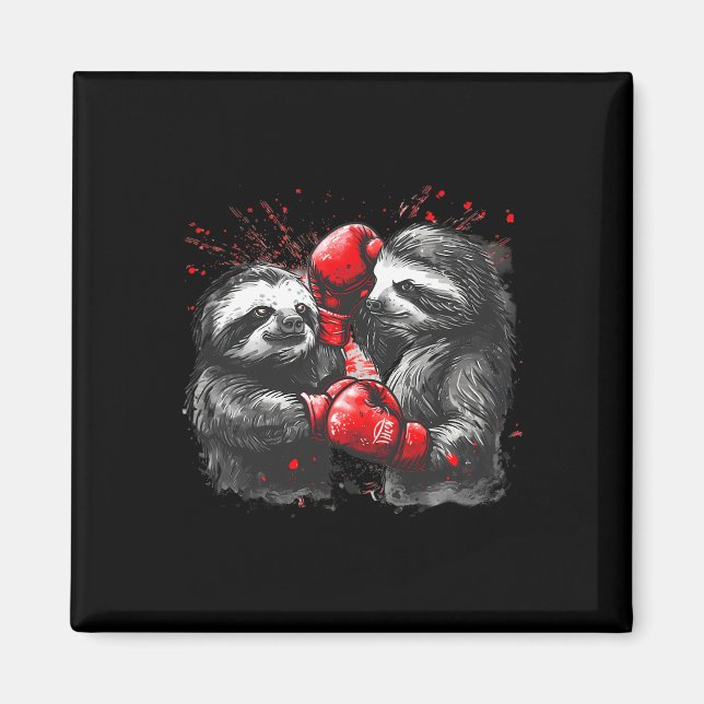 Boxing Sloth With Boxing Gloves Kickboxing Funny B Magnet (Front)