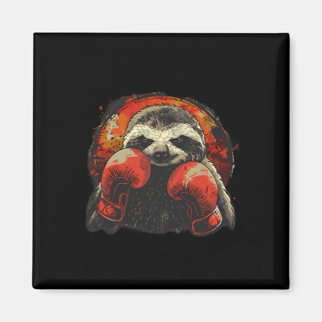Boxing Sloth With Boxing Gloves Kickboxing Funny B Magnet (Front)