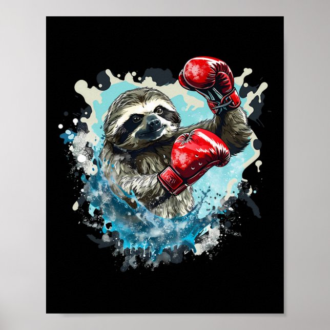 Boxing Sloth With Boxing Gloves Kickboxing Funny B Poster (Front)