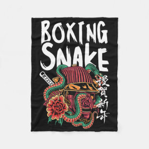 Boxing Snake Japanese Samurai Warrior Cobra Fighte Fleece Blanket